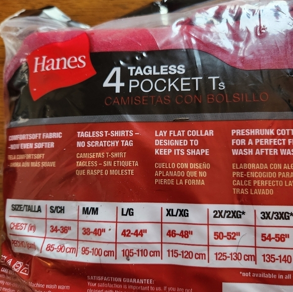 Hanes 5 tagless pocket t shirts - Picture 4 of 5